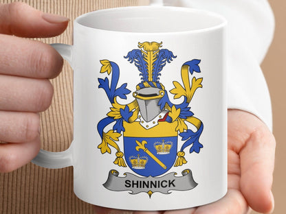 Shinnick Family Crest Heraldic Design Mug - Celtic Ancestry Gifts