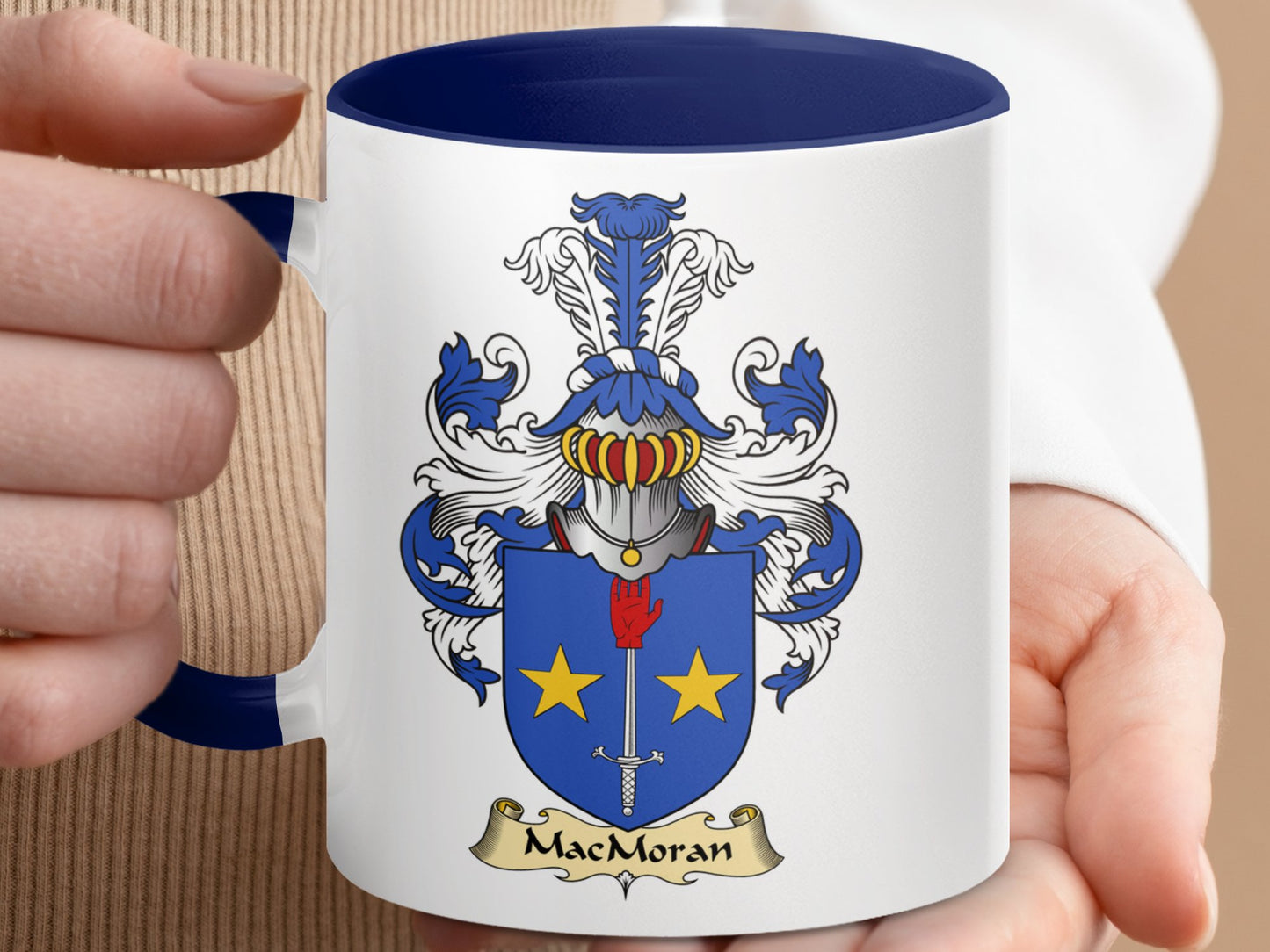 MacMoran Family Crest Coat of Arms Ceramic Coffee Mug - Living Stone Gifts