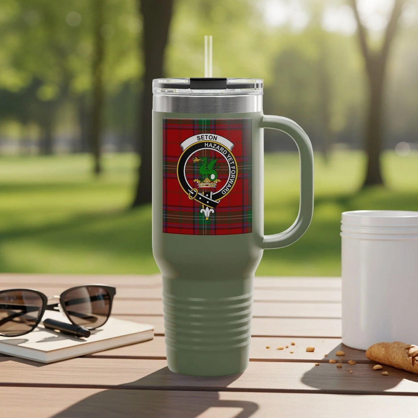 Seton Hall Green Travel Mug with Straw Tumbler product type