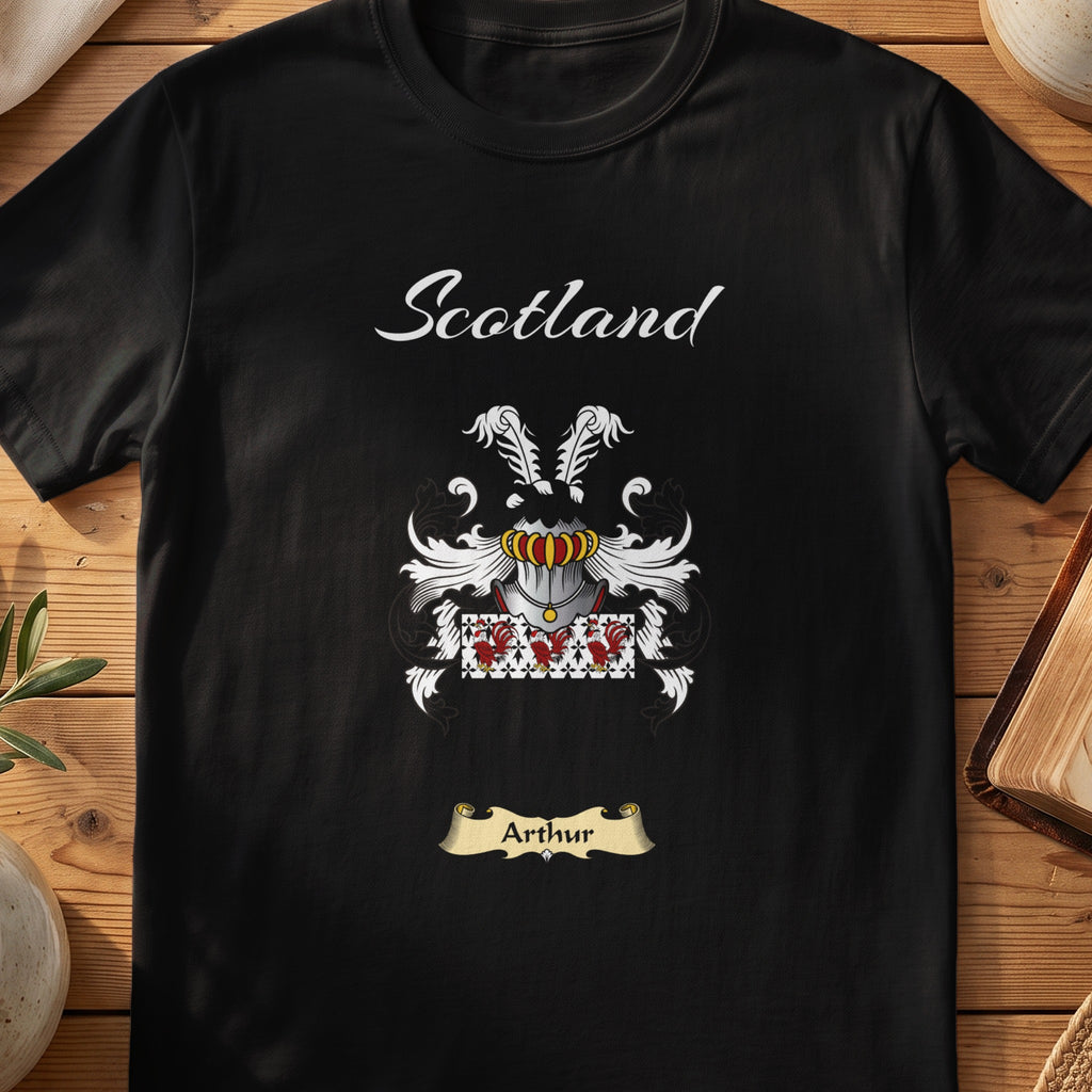 Arthur Scottish family shield T-shirt in Black