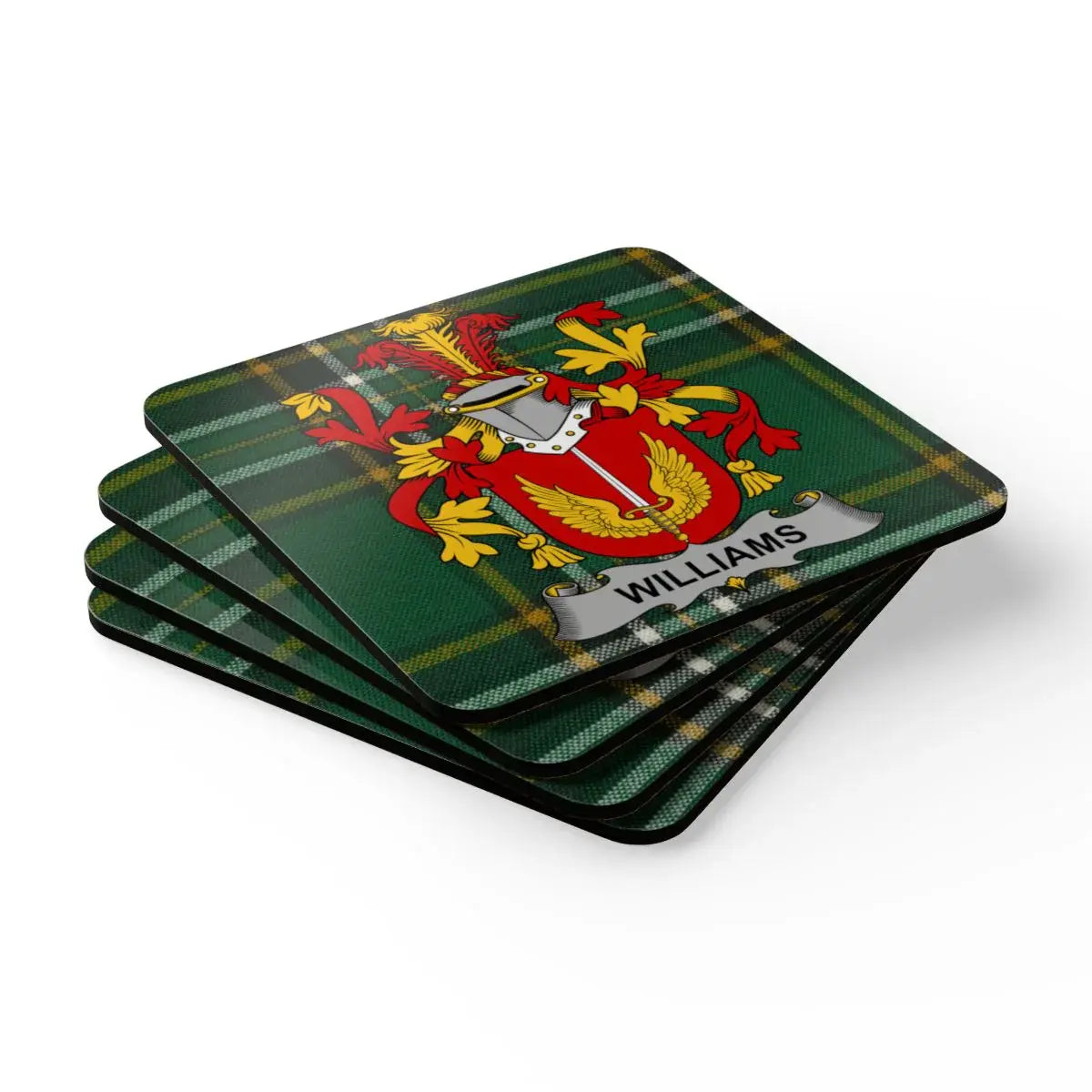 Williams Family Crest Tartan Design Square Coaster Set product