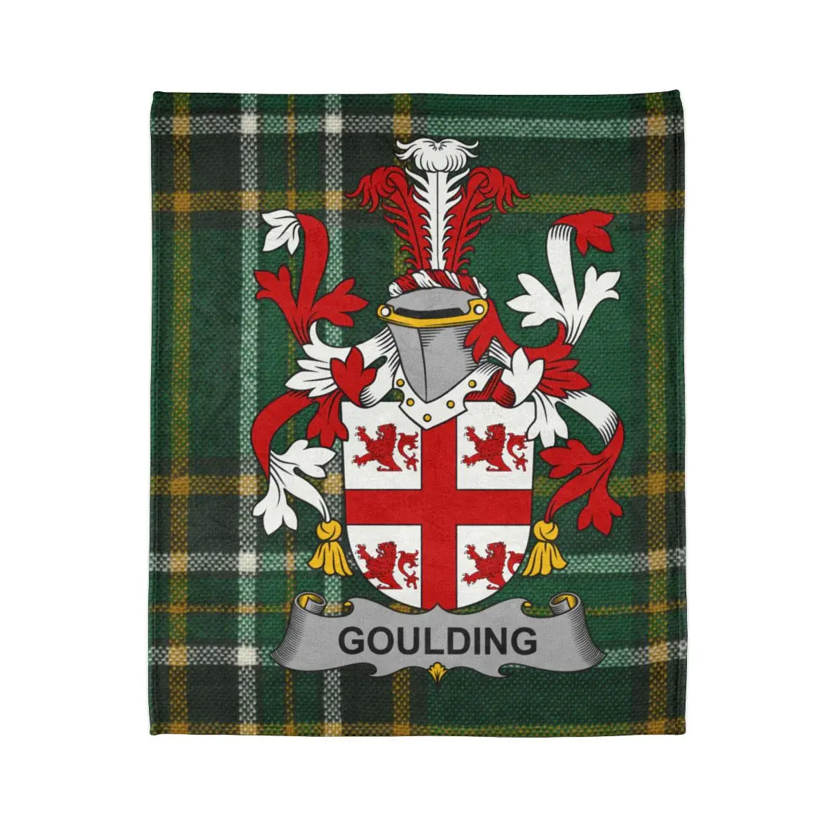Goulding Family Crest Green Tartan Blanket Plaid product