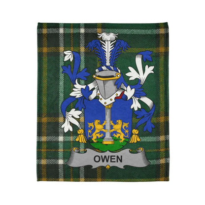Owen Coat of Arms with Crest on Plaid Blanket product