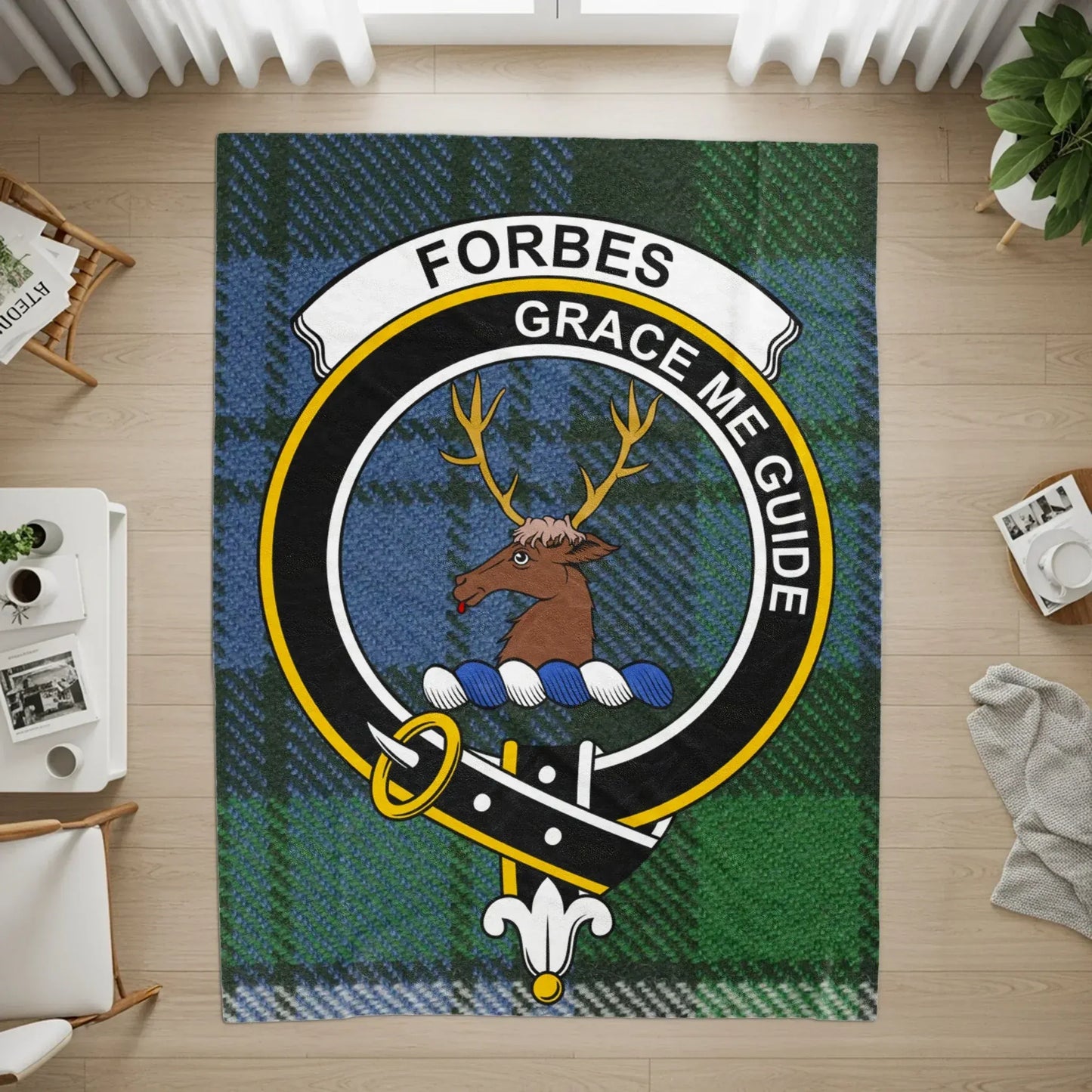 Forbes Grace Me Guide Clan Plaid Antler Print Rug product type