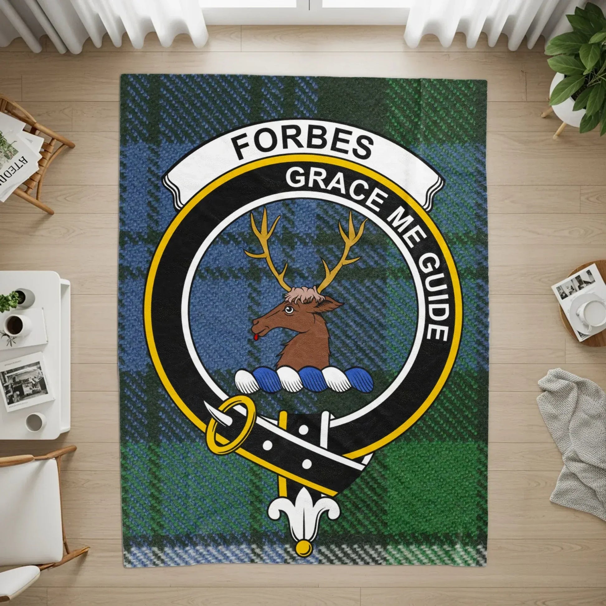 Forbes Grace Me Guide Clan Plaid Antler Print Rug product type