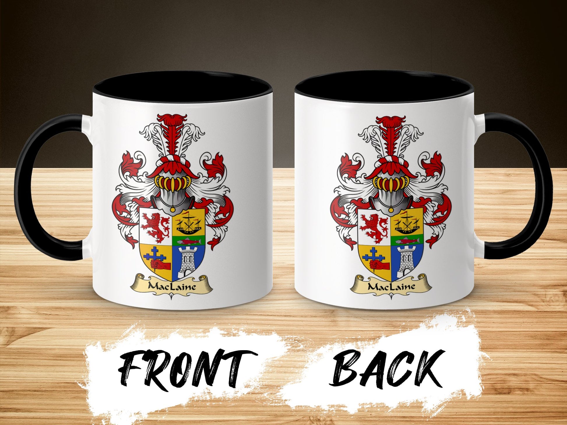 MacLaine Family Coat of Arms Design Ceramic Coffee Mug - Living Stone Gifts