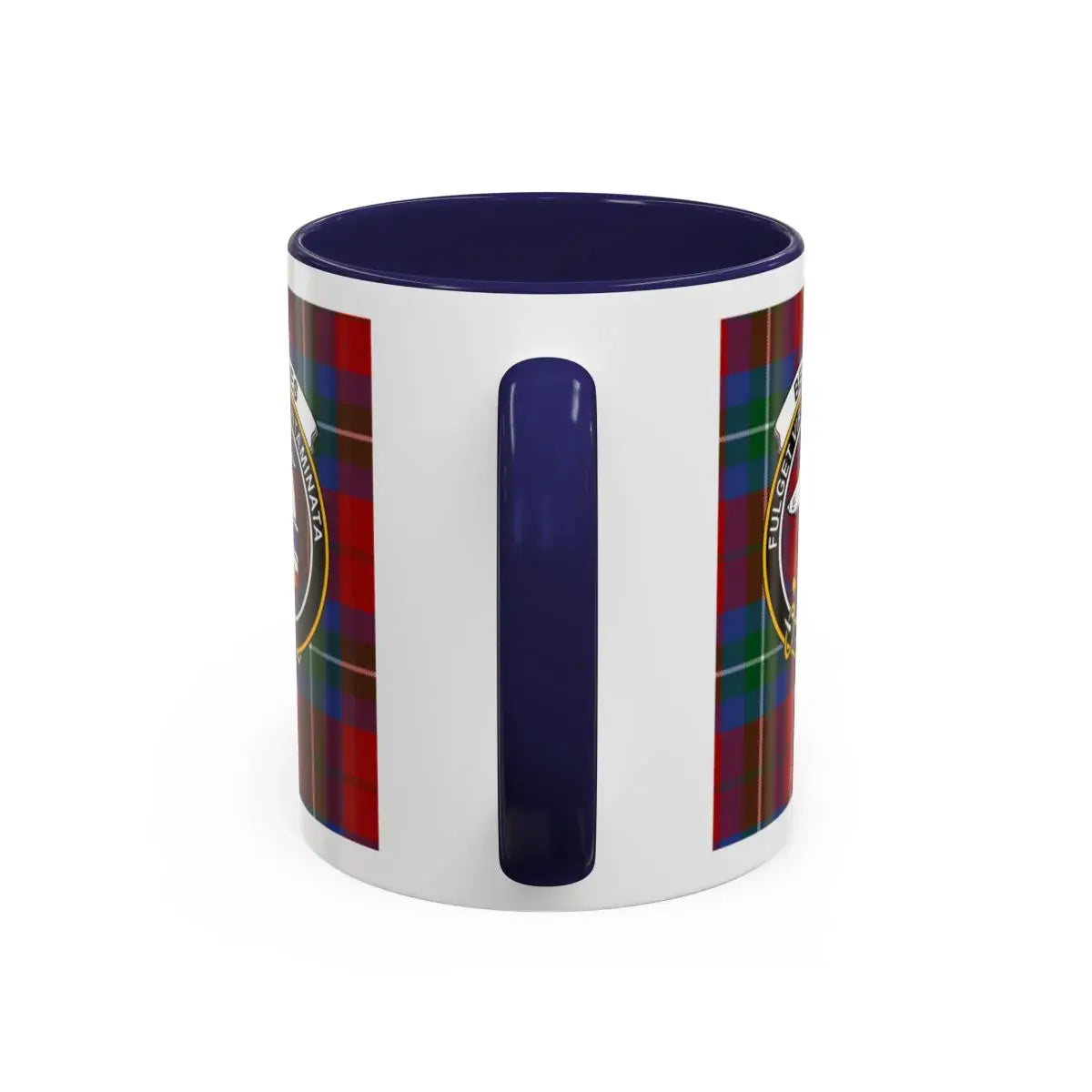 Tartan Pattern Mug with Blue Handle Unique Gift Item