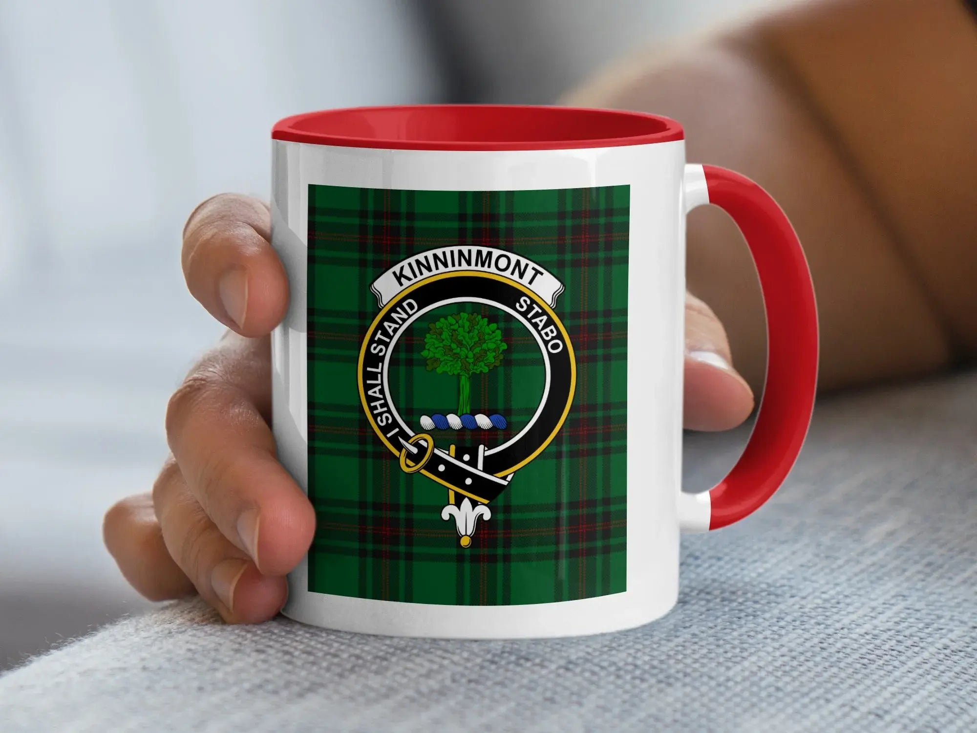 Kinninmont Tartan Clan Crest Mug Personalized Gift