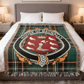 MacNally Irish National Tartan woven blanket with family crest emblem