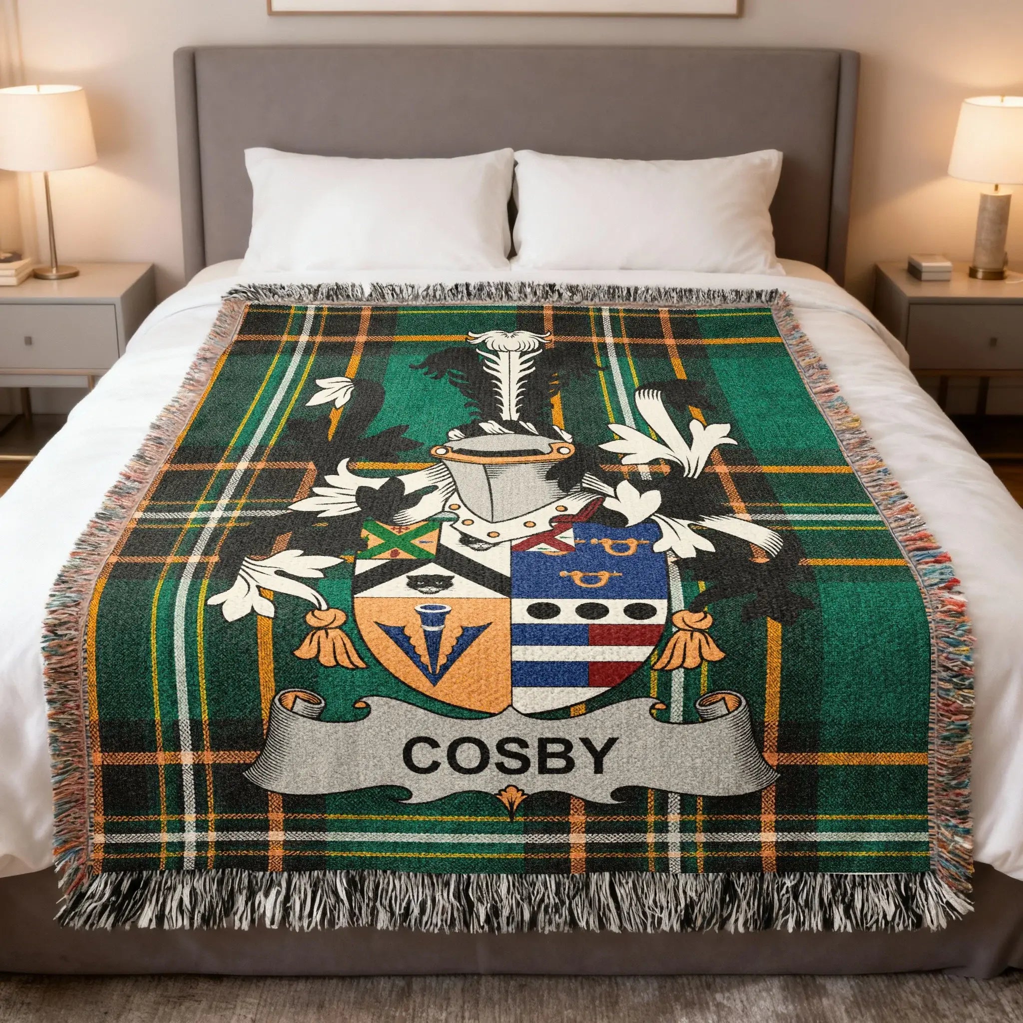Cosby Family Crest Green Plaid Custom Throw product type