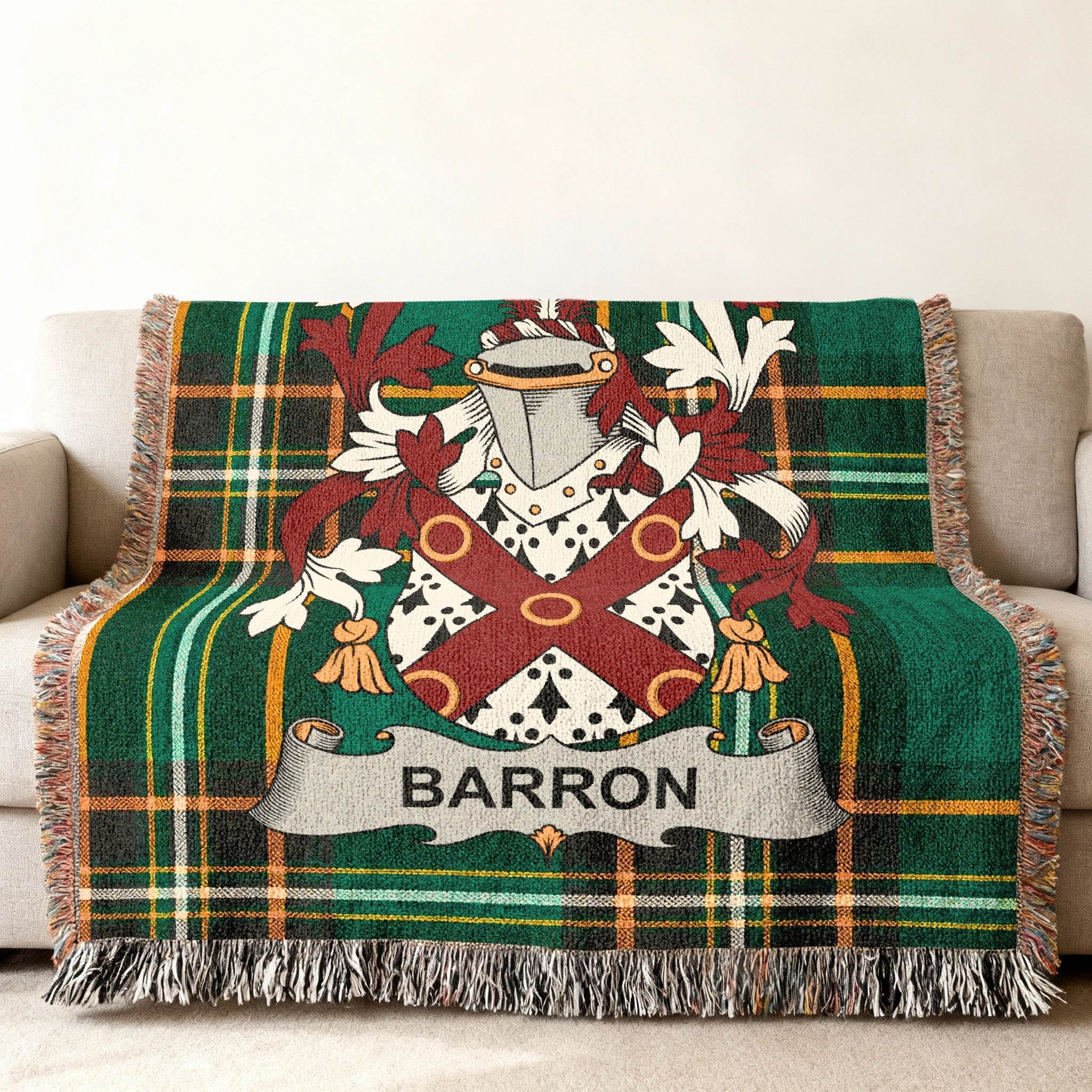 Barron Family Crest Green Plaid Custom Throw product type