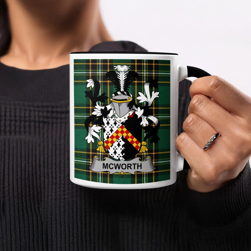 McWorth Irish heritage mug with black handle and interior