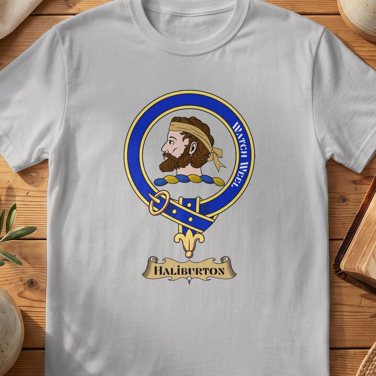 Haliburton Scottish clan crest T-shirt in Sport Grey