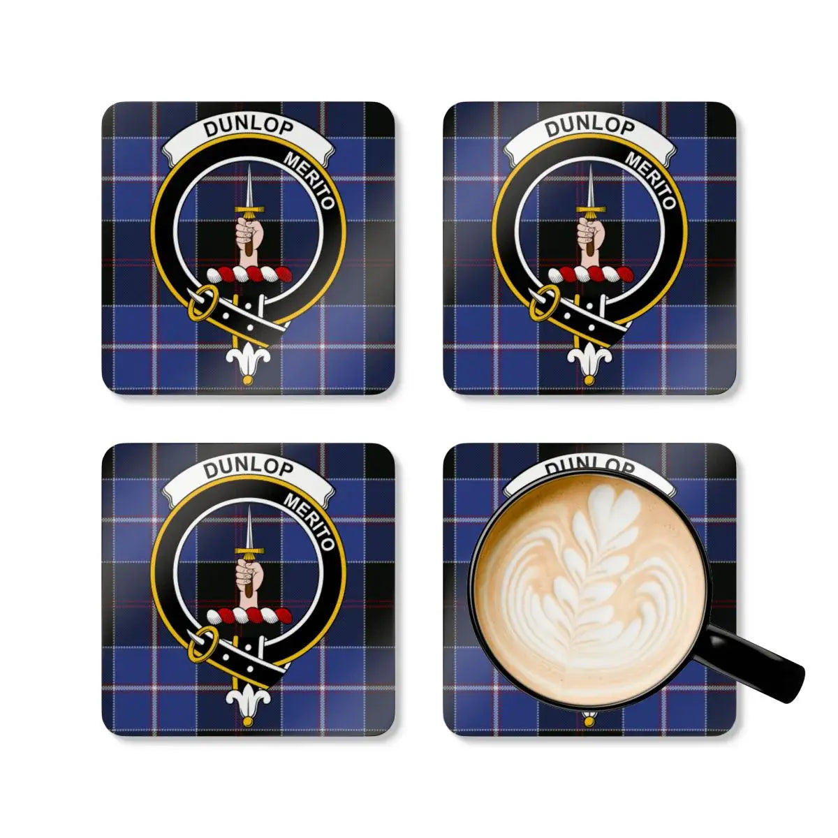 Dunlop Coat of Arms Plaid Coasters Set of Four product