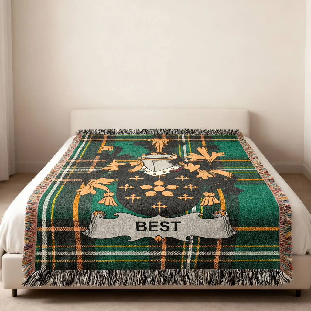 BEST Family Crest Plaid Pattern Green Black Gold Blanket product type