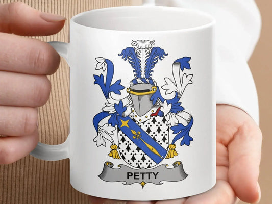 Proud Petty Family Crest Heraldic Design Mug - Celtic Ancestry Gifts
