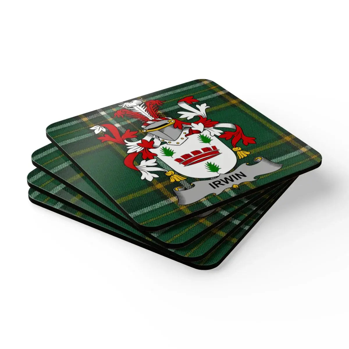 Irwin Family Crest Green Plaid Coasters product