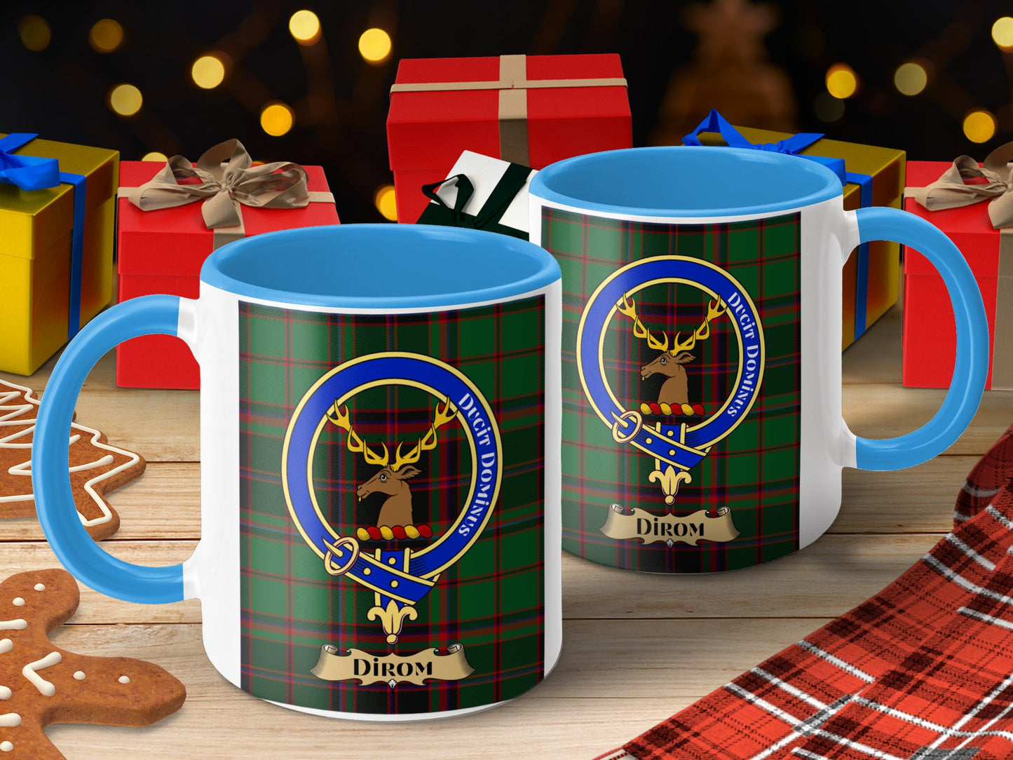 Clan Fergusson Stag Crest Dirom Plaid Pattern Mug - Living Stone Gifts