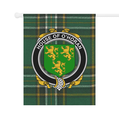 House Of O'Horan Family Crest Green Plaid Flag
