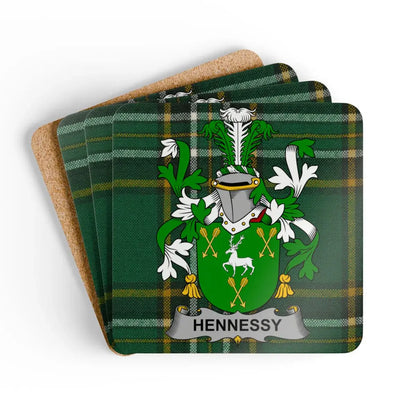 Hennessy Family Crest Green Tartan Coasters product type
