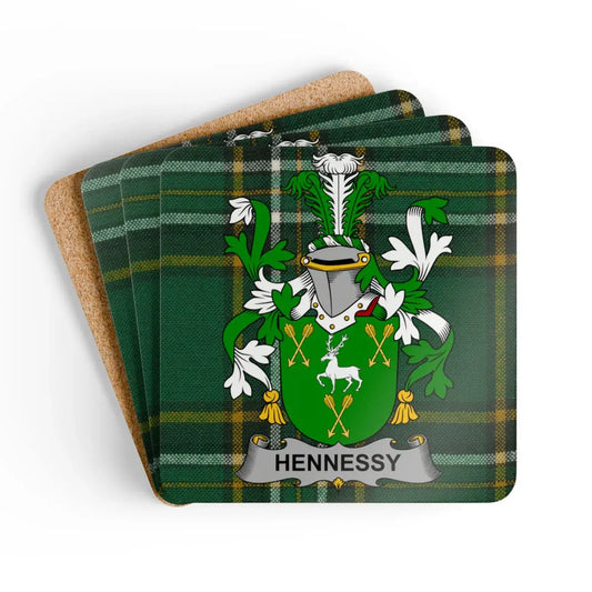 Hennessy Family Crest Green Tartan Coasters product type