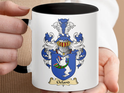 Cleland Scottish Clan Coat of Arms Accent Coffee Mug - Living Stone Gifts