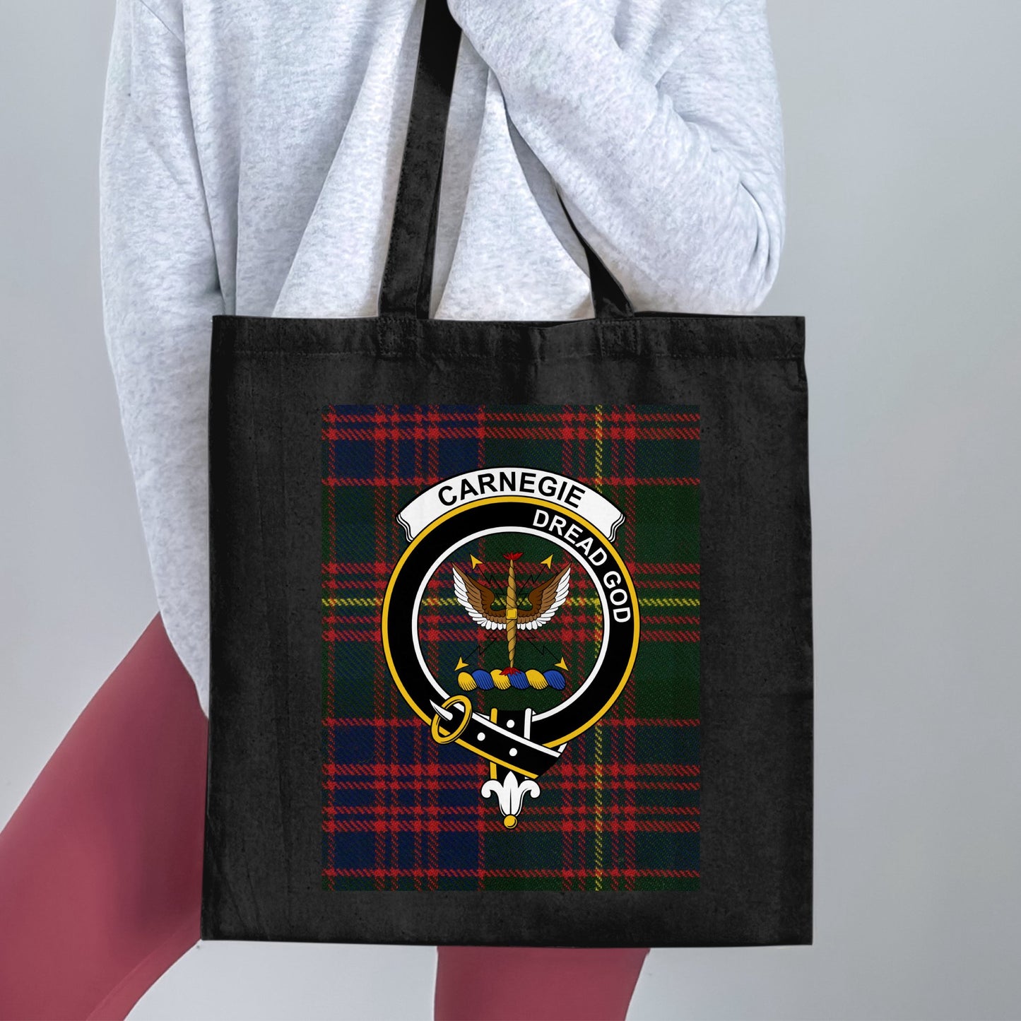 Carnegie clan scottish tartan crest design Tote Bag - Living Stone Gifts