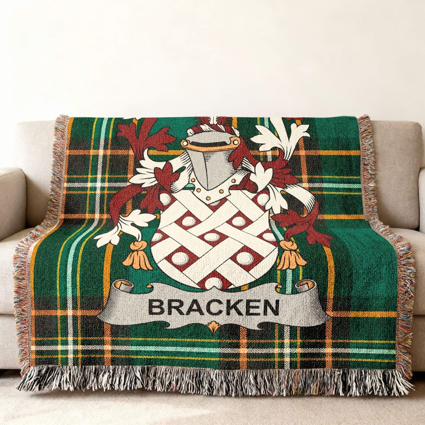 Bracken Plaid Tartan Crest Throw Blanket product type