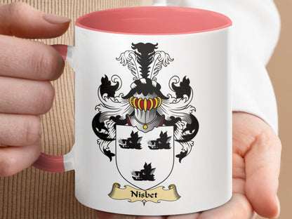 Elegant Nisbet Family Coat of Arms Design Black Mug - Living Stone Gifts