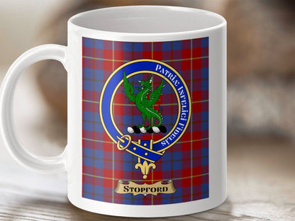 Scottish Clan Crest Mug with Family Tartan Design product