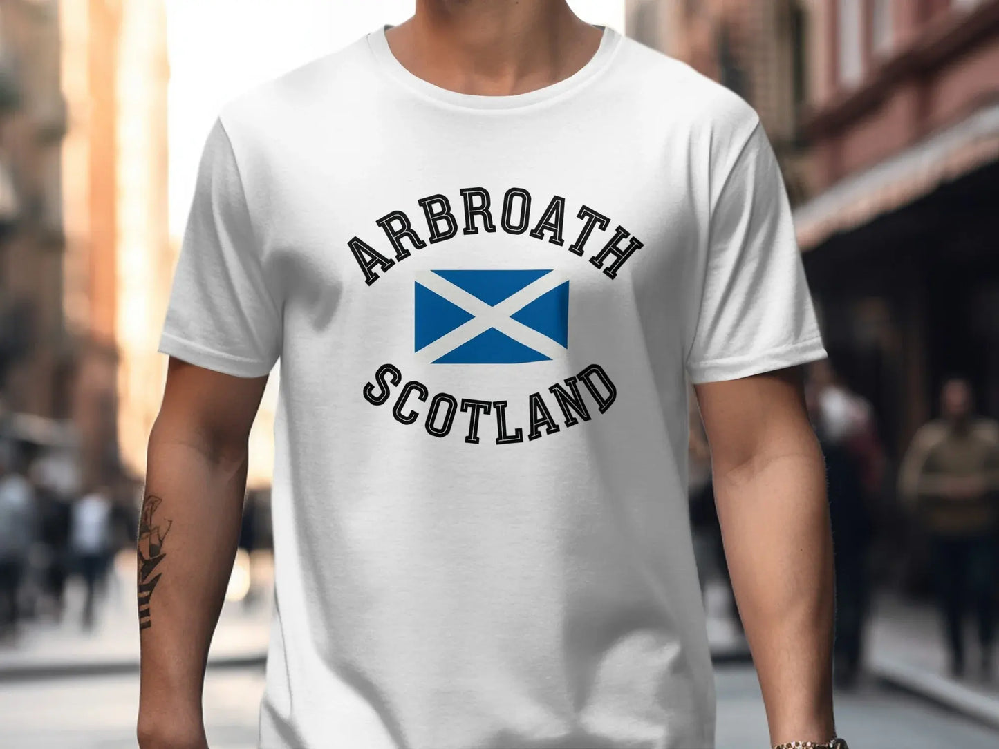 Arbroath Scotland Flag Print Casual Round Neck T-shirt product