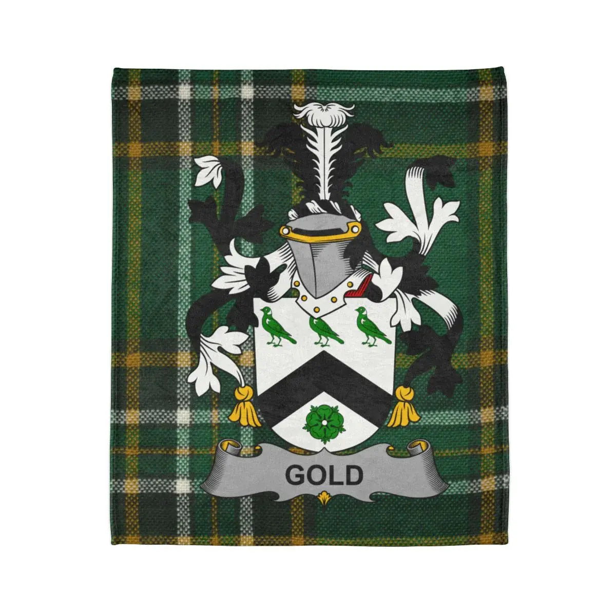 Personalized Gold Family Crest Plaid Blanket product type