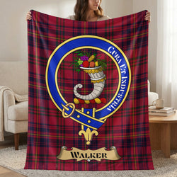 Walker clan crest red tartan throw blanket — 50x60 polyester