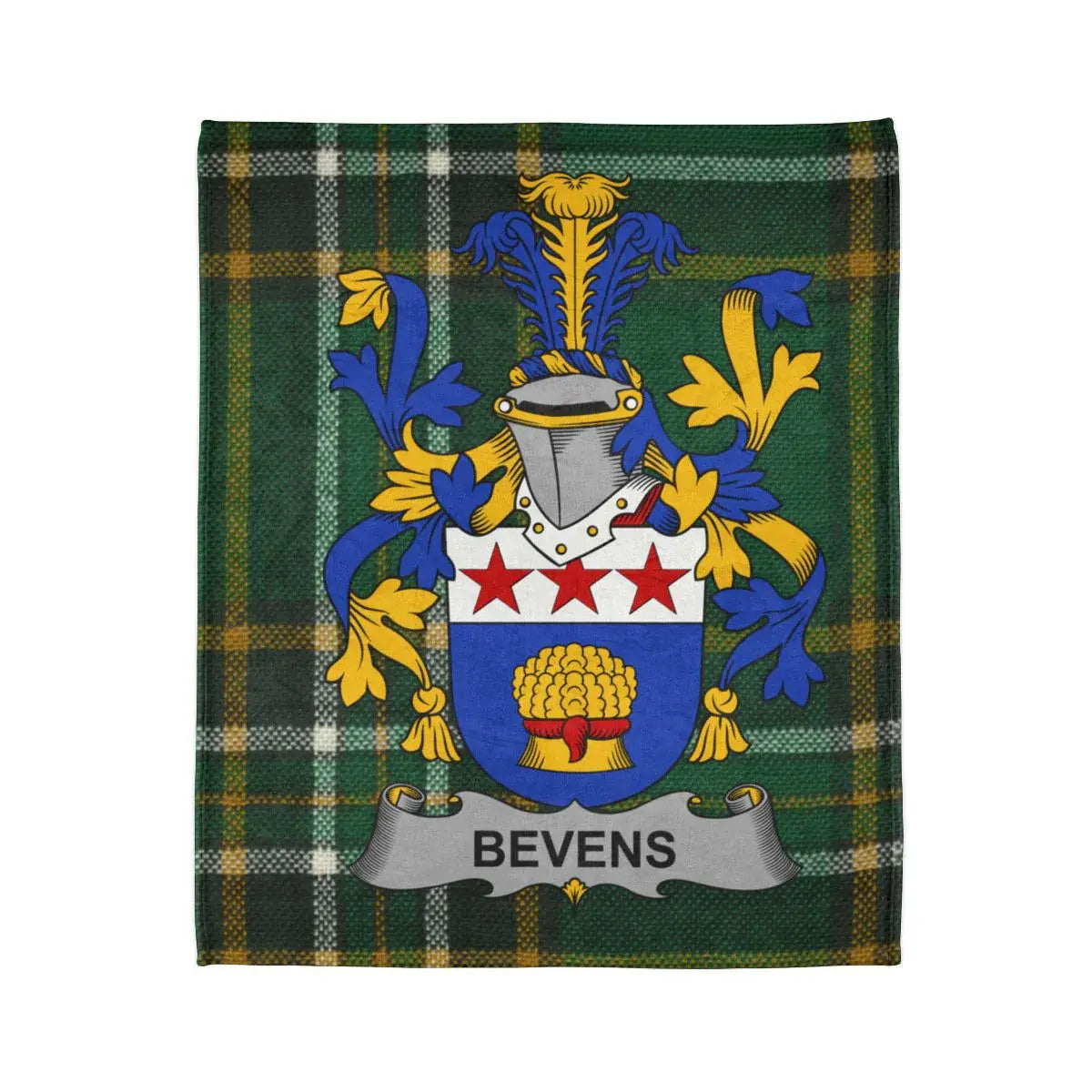 Personalized Bevens Family Crest on Tartan Blanket product