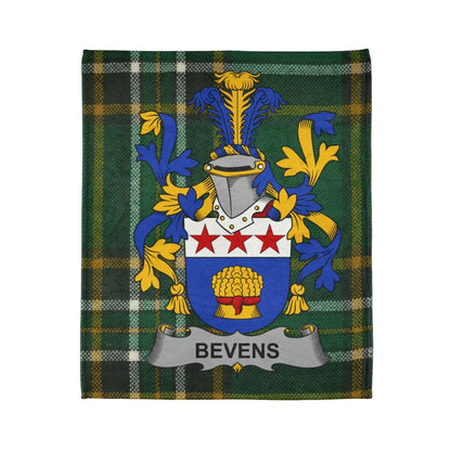 Personalized Bevens Family Crest on Tartan Blanket product