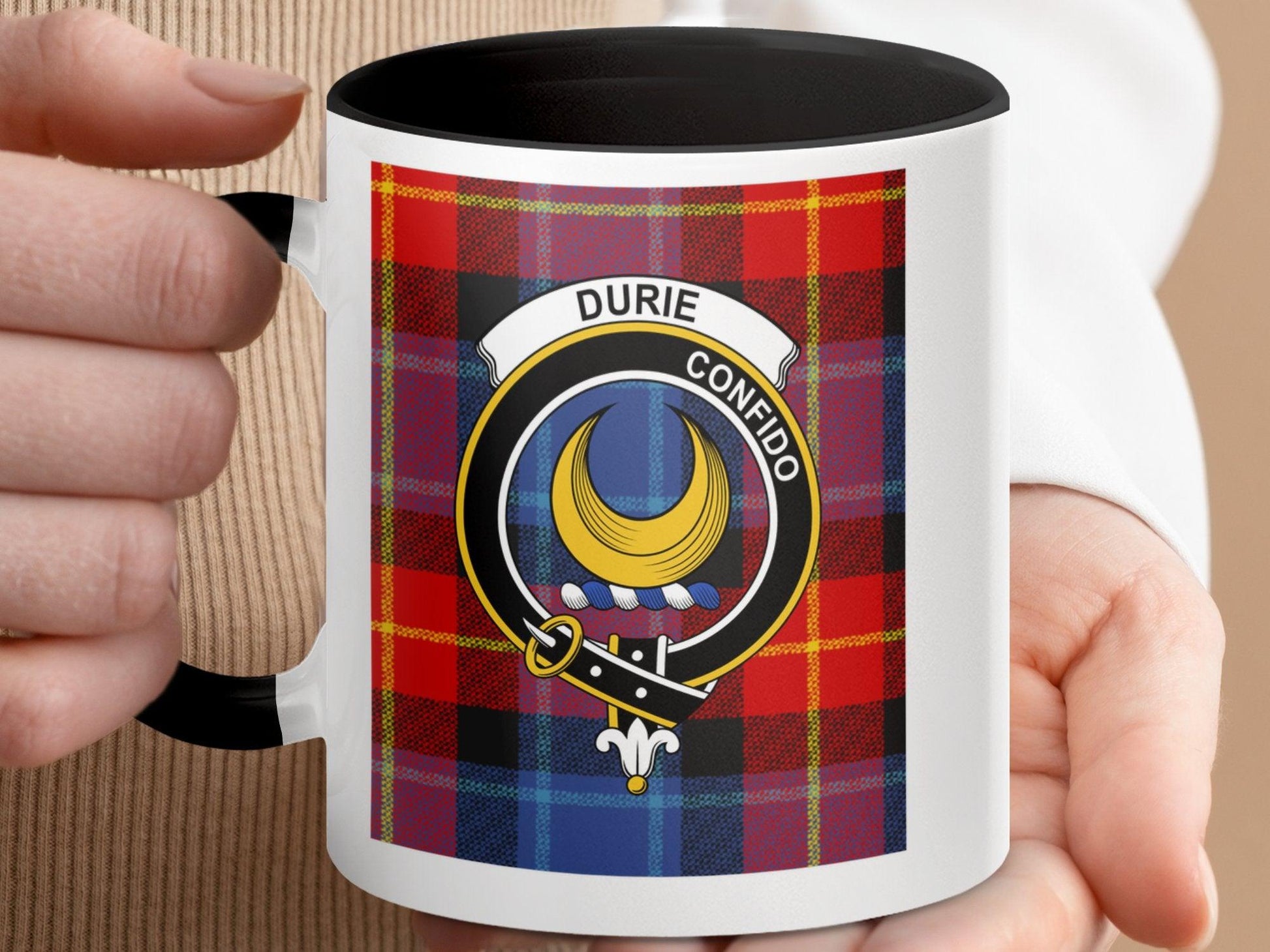 Durie Clan Crest and Tartan Plaid Mug for All Occasions - Living Stone Gifts