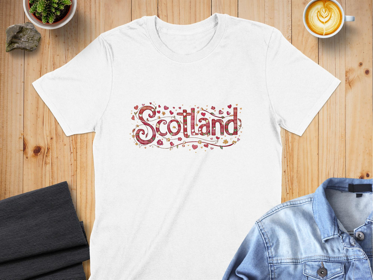 Colorful Scotland Heart and Flower Design T-Shirt - Living Stone Gifts