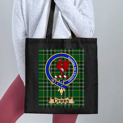 Curry Clan Crest Tartan Design Tote Bag - Living Stone Gifts