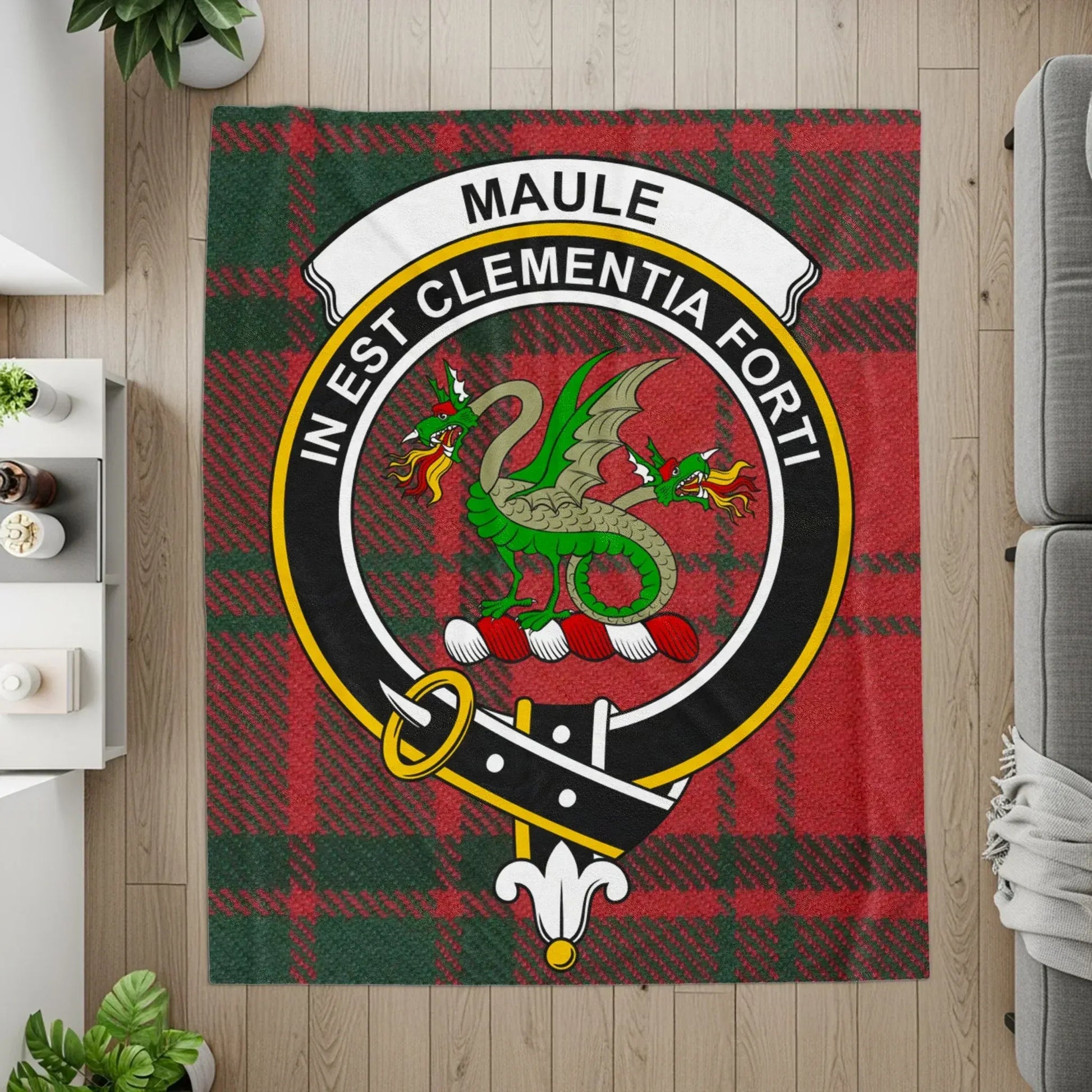 Clan Maule Dragon Emblem Plaid Blanket Throw product type