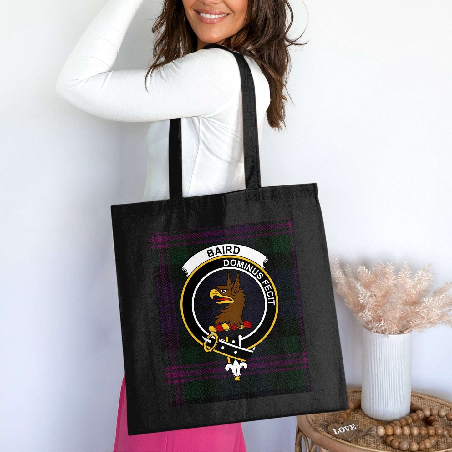 Baird Clan Scottish Tartan Crest Tote Bag - Living Stone Gifts