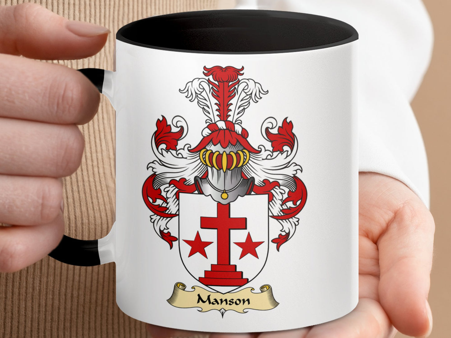 Manson Clan Surname Coat of Arms Symbol Family Mug - Living Stone Gifts