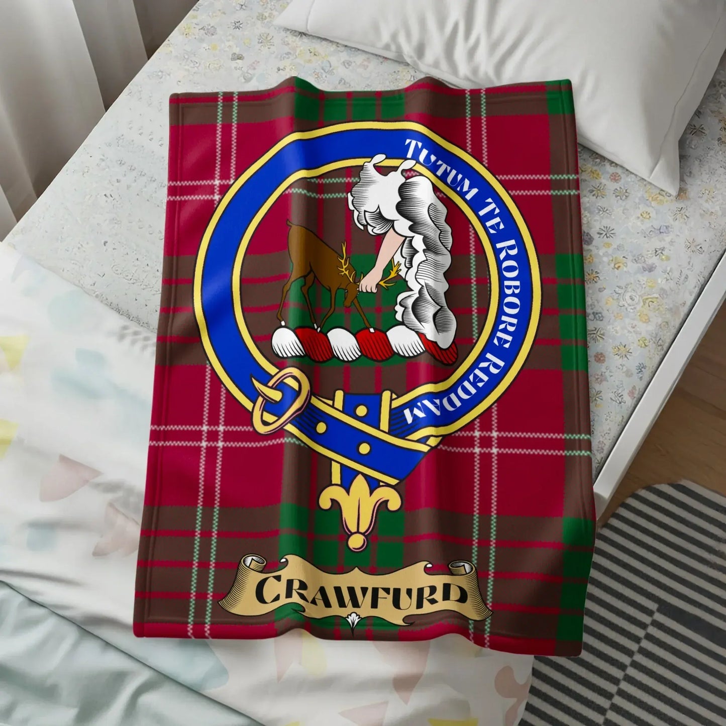 Crawfurd Clan Family Tartan Blanket product type
