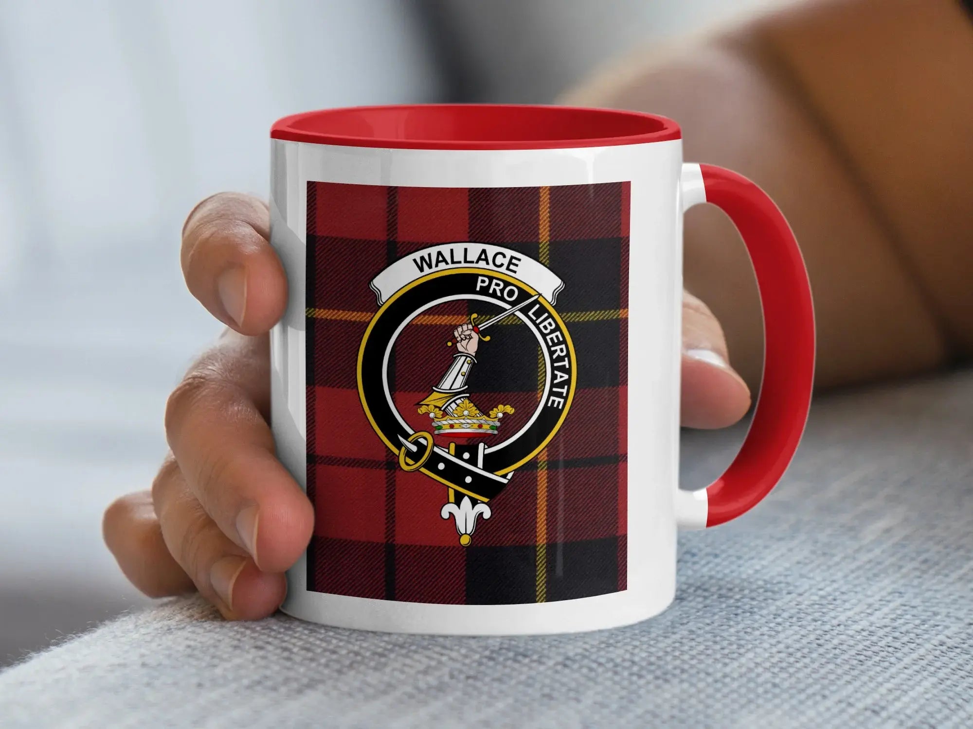 Wallace tartan plaid pro libertate mug — 15oz, glossy ceramic