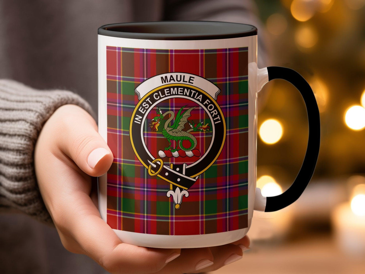 Scottish Clan Maule Crest Tartan Design Ceramic Mug - Living Stone Gifts