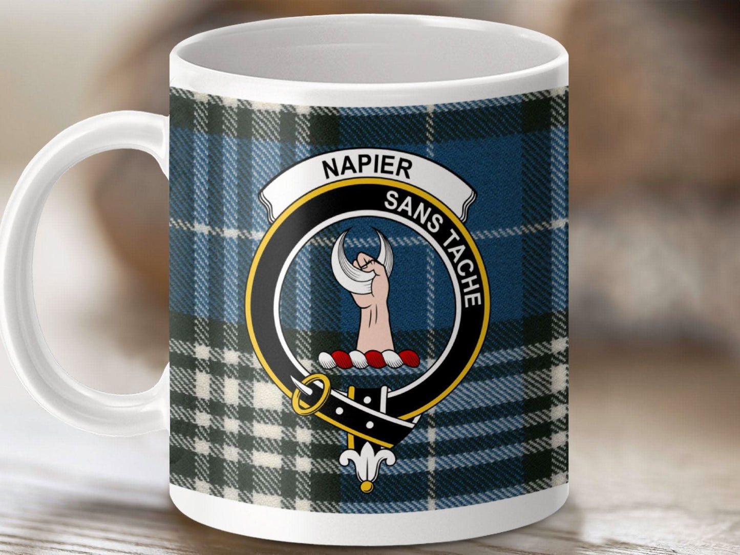 Napier Sans Tache Plaid Emblem Mug product type