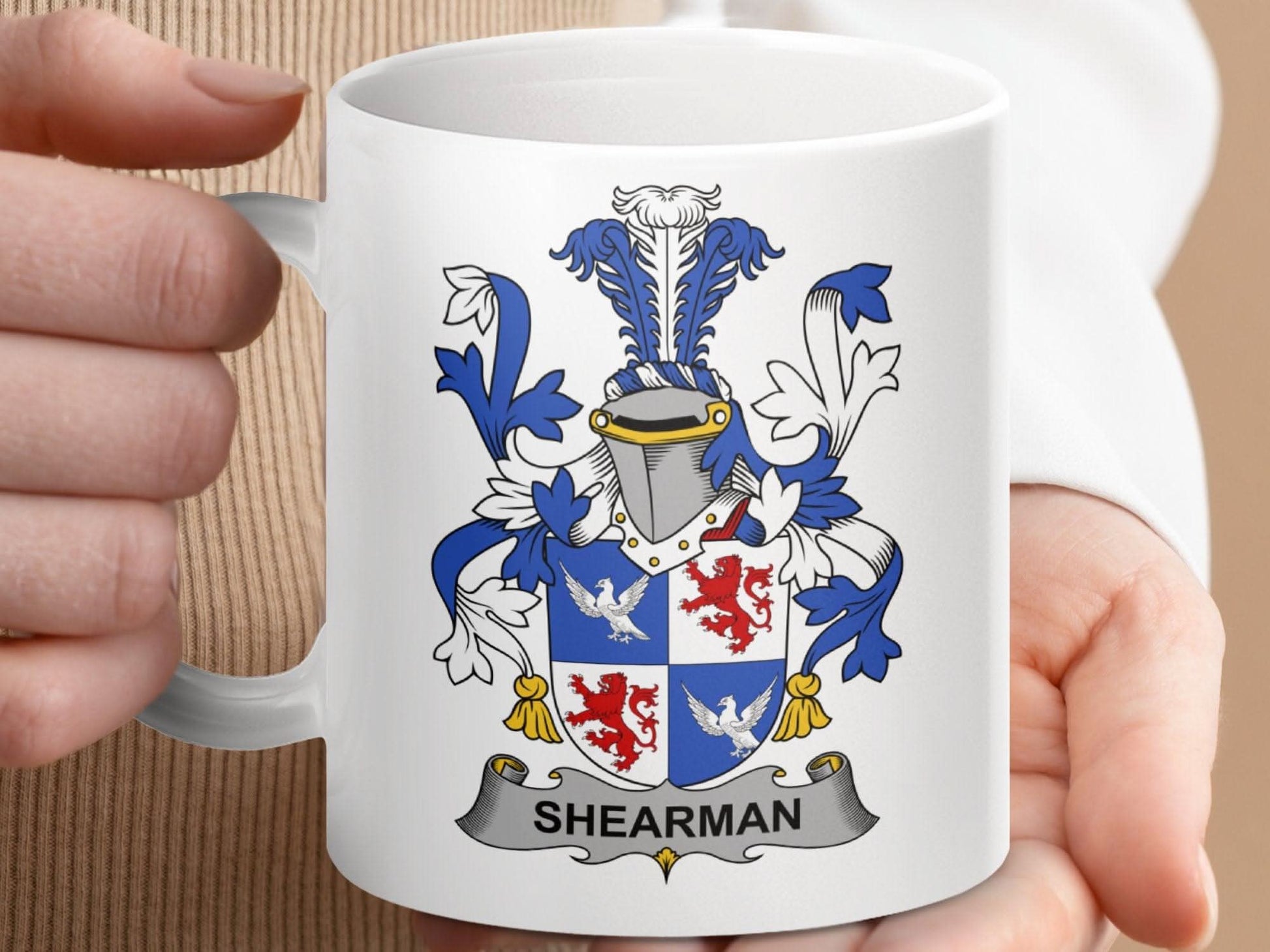 Shearman Family Crest Heraldic Emblem Mug - Celtic Ancestry Gifts