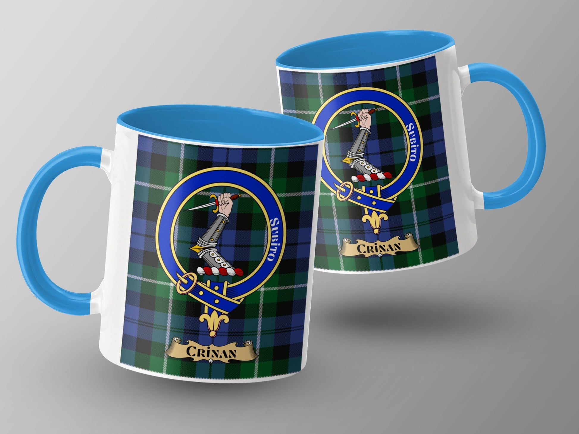 Clan Crinan Scottish Tartan Crest Pattern Coffee Mug - Living Stone Gifts