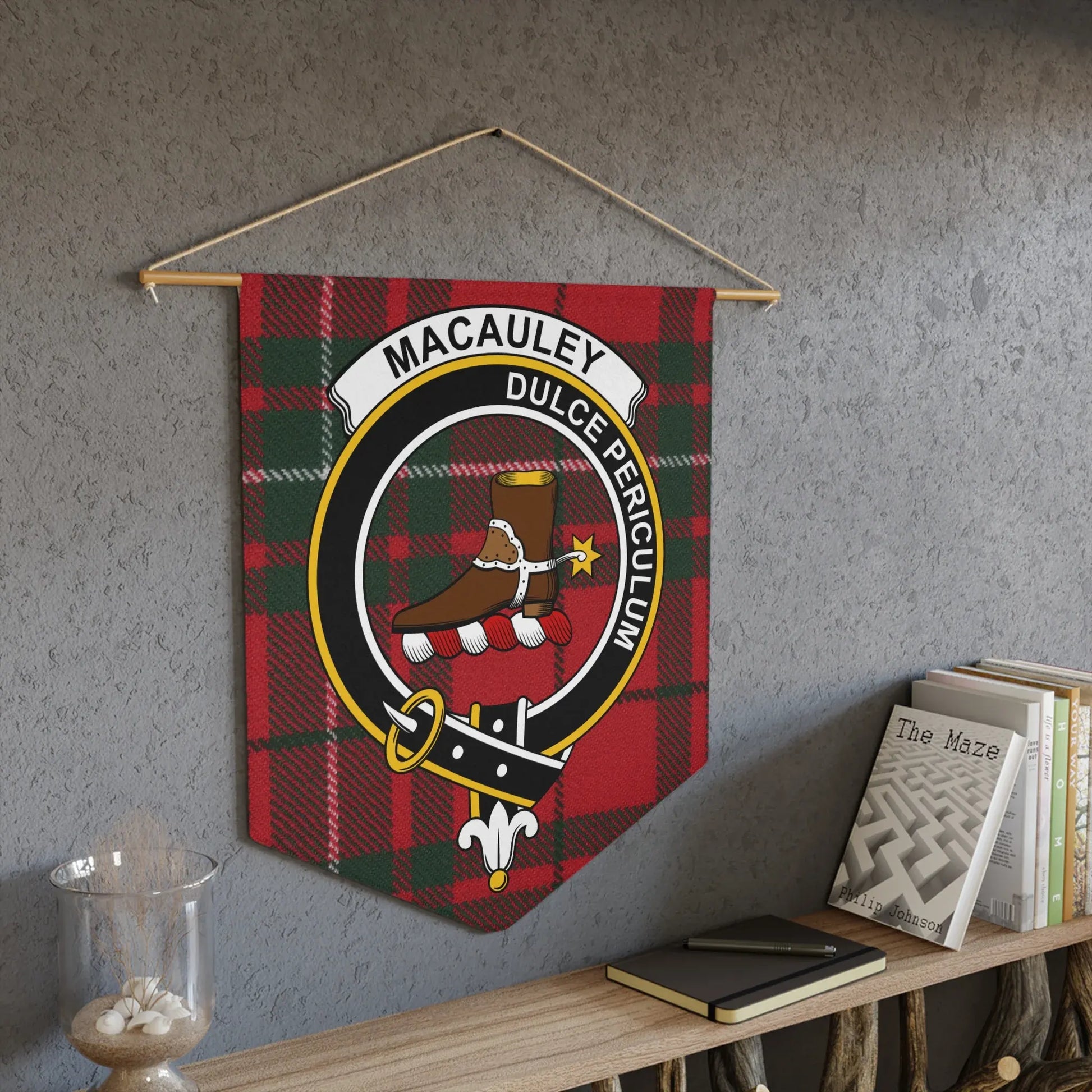 MacAuley Crest Dulce Periculum Tartan Banner product