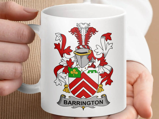 Barrington Irish Surname Family Crest Novelty Coffee mug - Celtic Ancestry Gifts