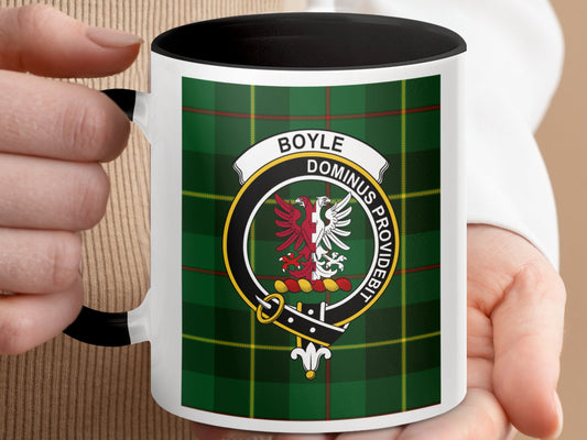 Boyle Dominus Providebit Crest Emblem Green Plaid Mug - Living Stone Gifts